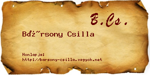 Bársony Csilla névjegykártya